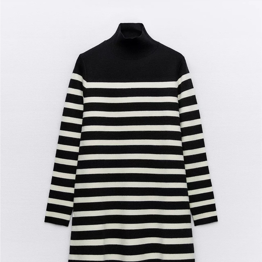 Zara Black and White Mock Turtleneck Dress - EUC - Size M